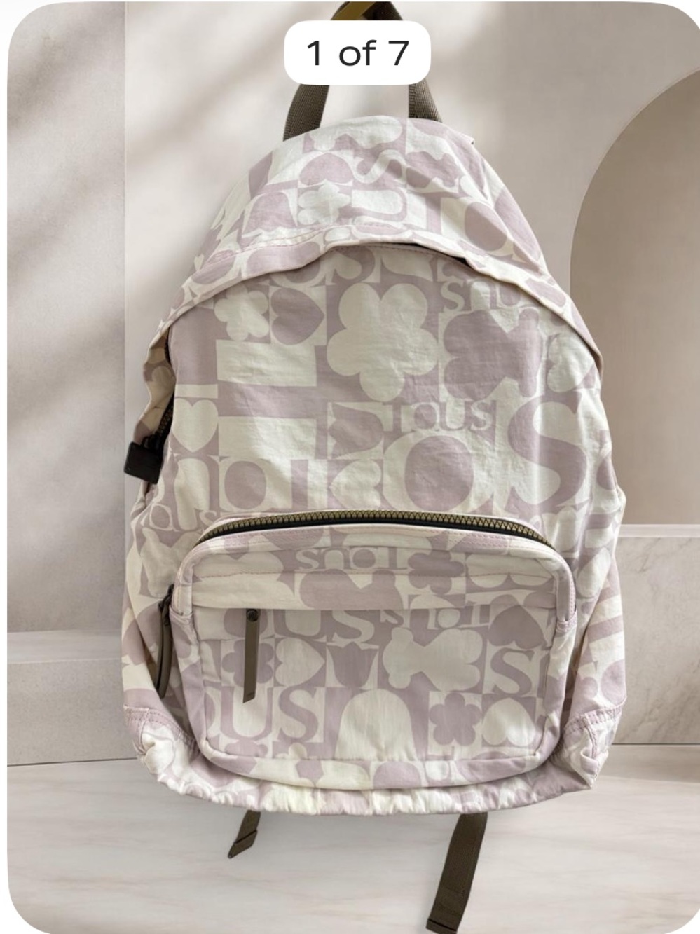 TOUS Kids Backpack in Lilac and Cream - All-Over Logo Print